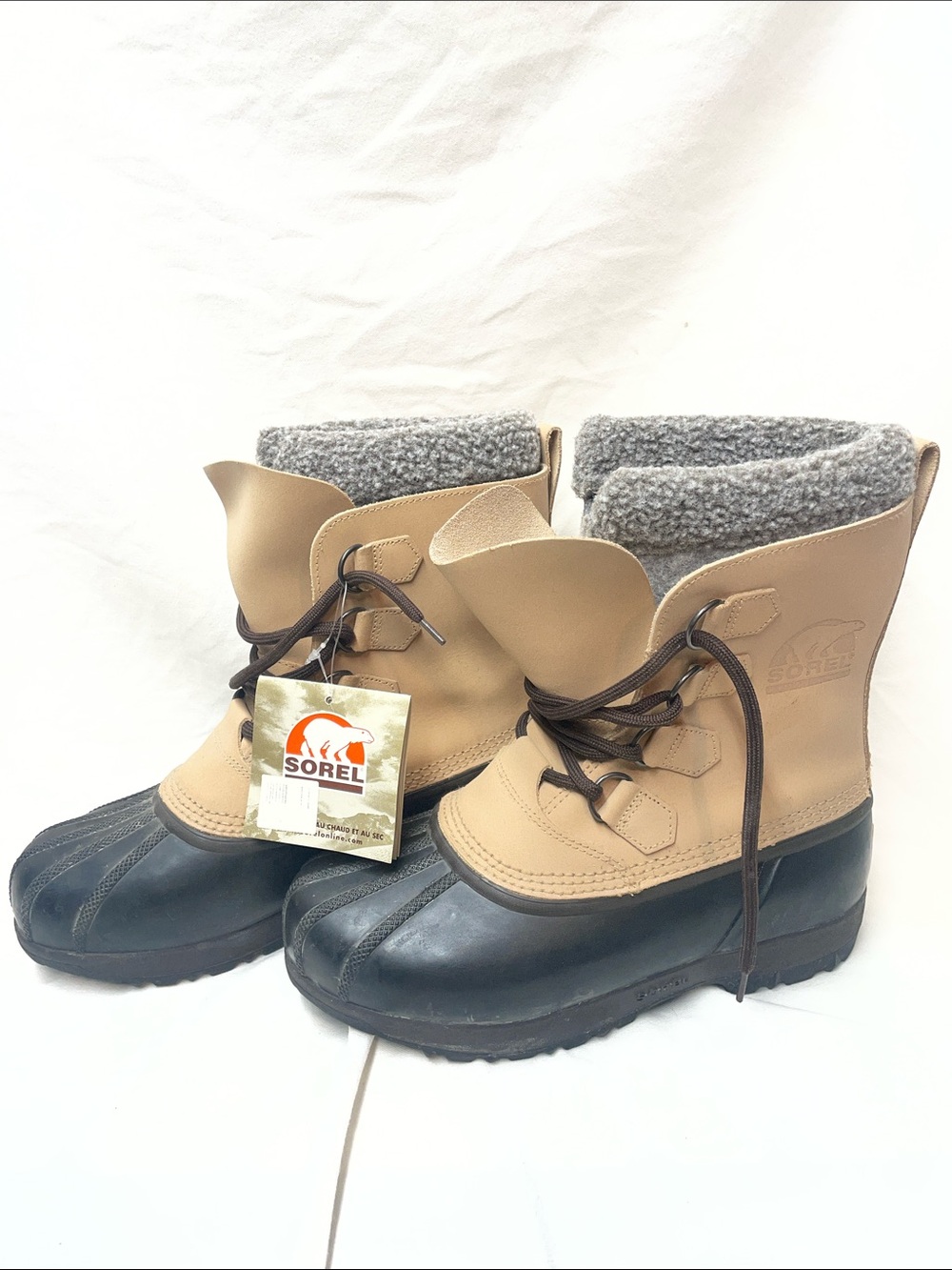 Sorel Tan and Black Rubber Bottom Men's Rain & Snow Boots NWT size 9